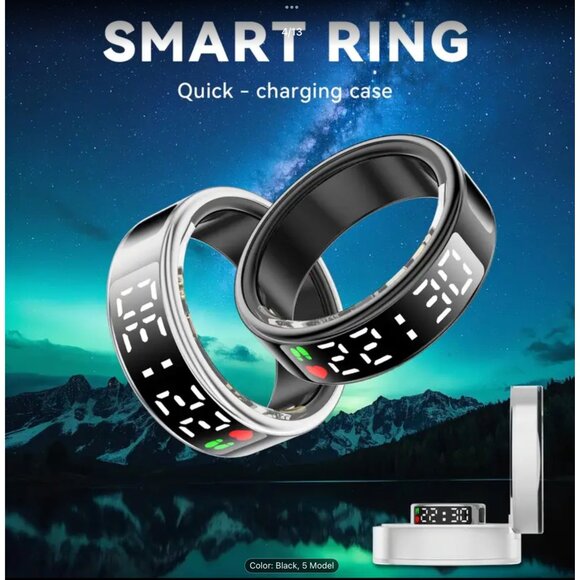Smart Fitness Tracking Ring With Waterproof Technology & Quick-Charging Case sz - Picture 4 of 7